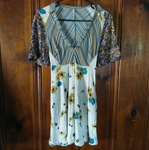 Multi-Colored Low V-Neck Dress